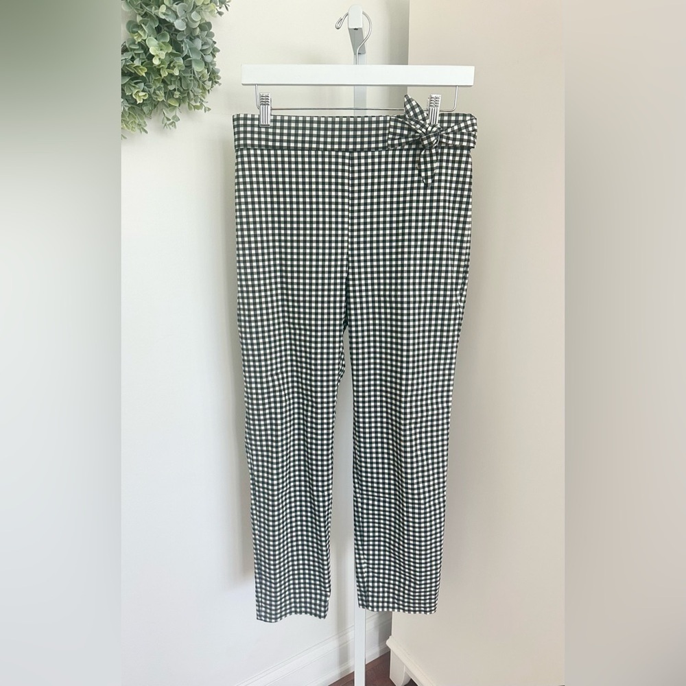 Linda Matthews Black White Gingham Check Pull On Ankle Pants Side Tie Mens M